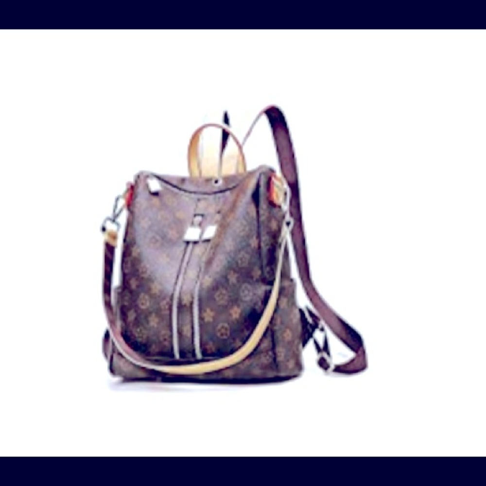 Vegan leather patterned backpack.